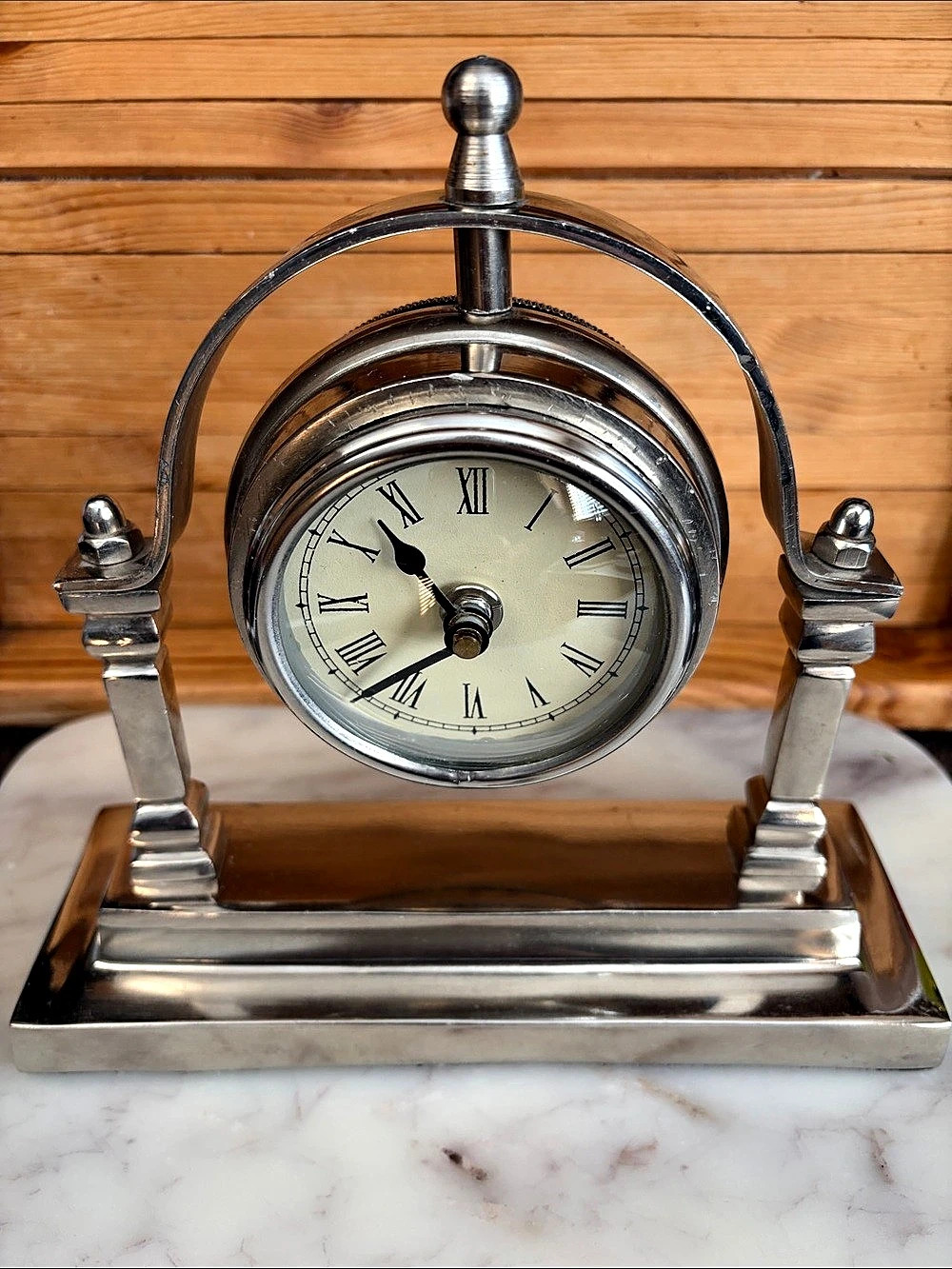 Silver Desk Clock